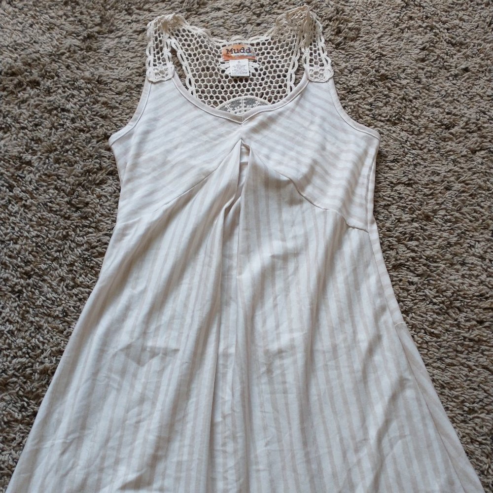 Mudd - Size Small - Tan/Cream Light Striped Dress or Beach Cover-Up